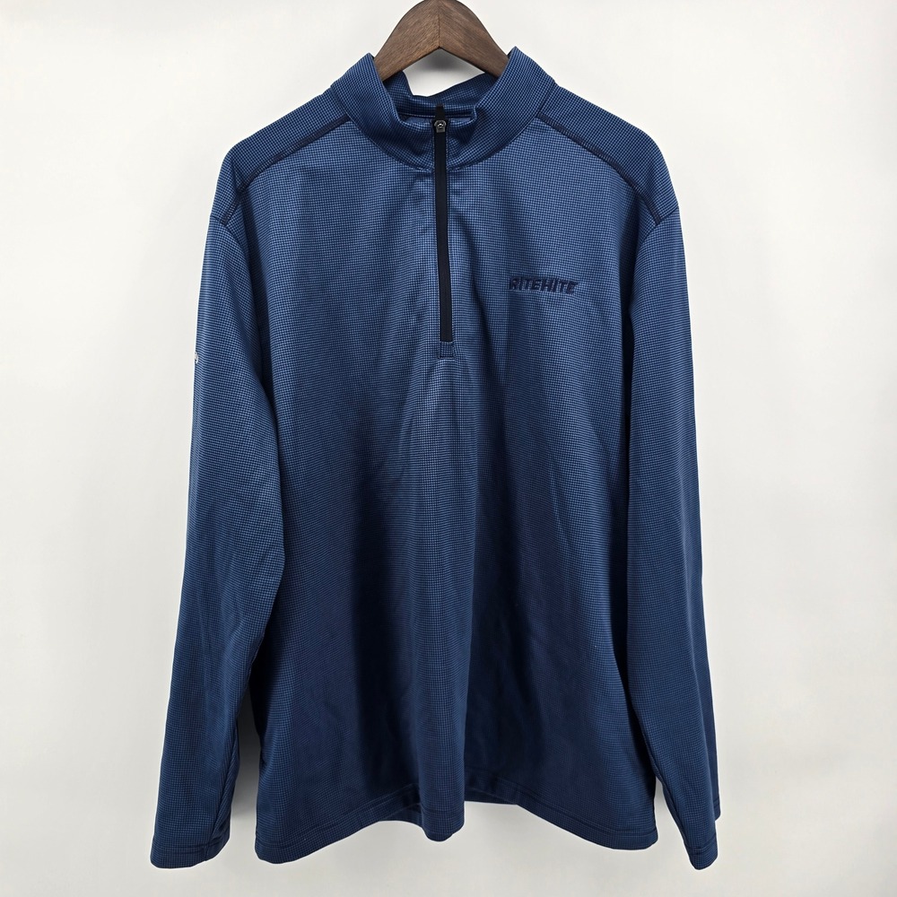 Callaway Mens XL Navy Blue Houndstooth Quarter Zip Pullover Ritehite Golf Top